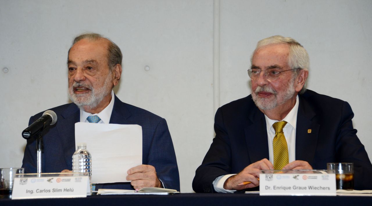 Foto: UNAM / Carlos Slim y Enrique Graue
